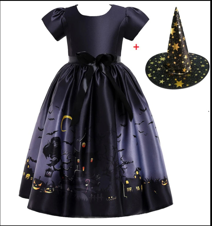Halloween Princess Dress Printed Mesh