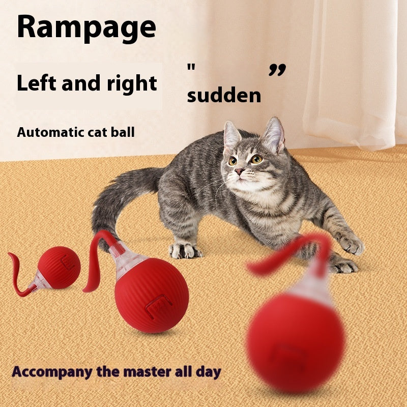 Automatic Rolling Cat Toy Ball - Smart Interactive Ball with Feather Tail
