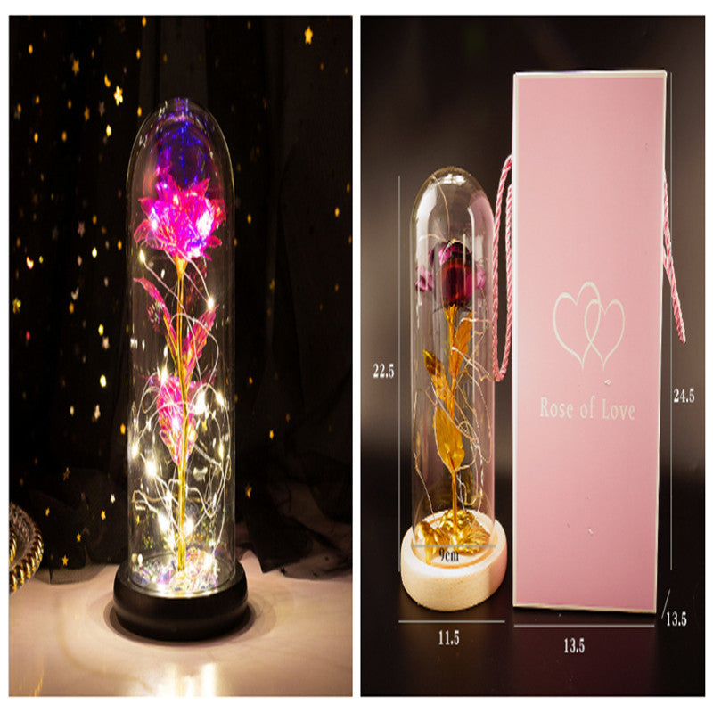 Little Prince Rose in Glass Dome - Eternal Flower LED Gift