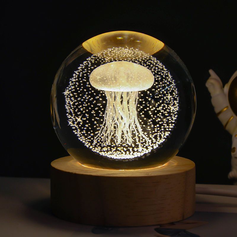 Starry Sky Planet Moon Crystal Ball Night Light - Galaxy Decor Lamp