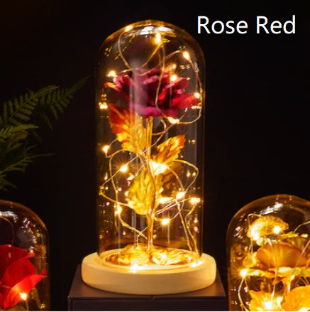 Little Prince Rose in Glass Dome - Eternal Flower LED Gift