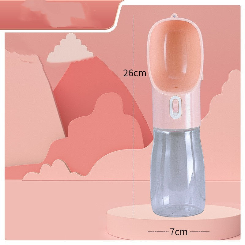 Portable Dog Water Bottle with Food Bowl - Travel Pet Drinking Bottle 458 ml