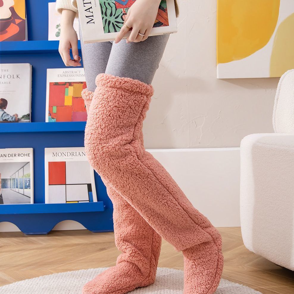 Over Knee High Fuzzy Long Socks Winter Warm Cold Leg Joint Cold-Proof