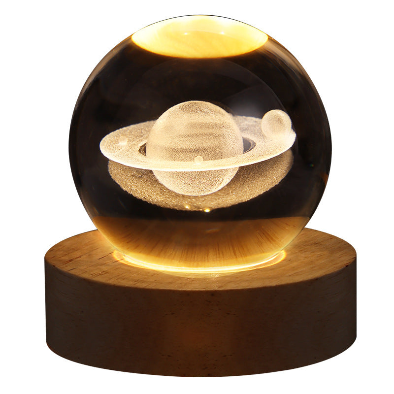 Starry Sky Planet Moon Crystal Ball Night Light - Galaxy Decor Lamp