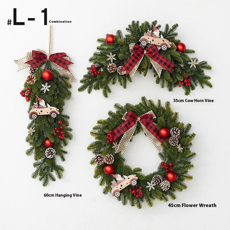 Christmas Decoration Upside Down Tree Horn Rattan Wreath | Xmas Holiday Decor