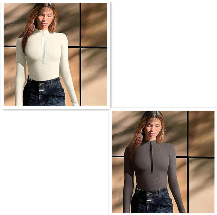 Fashion Long Sleeve Zipper Jumpsuit Seamless Slimming Shapewear
