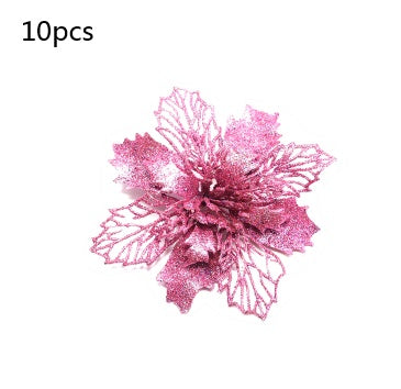 Christmas Glitter Artifical Flowers Tree Decorations for Home Fake