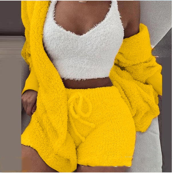 3 Pieces of Fashionable Ladies Plush Home Clothes
