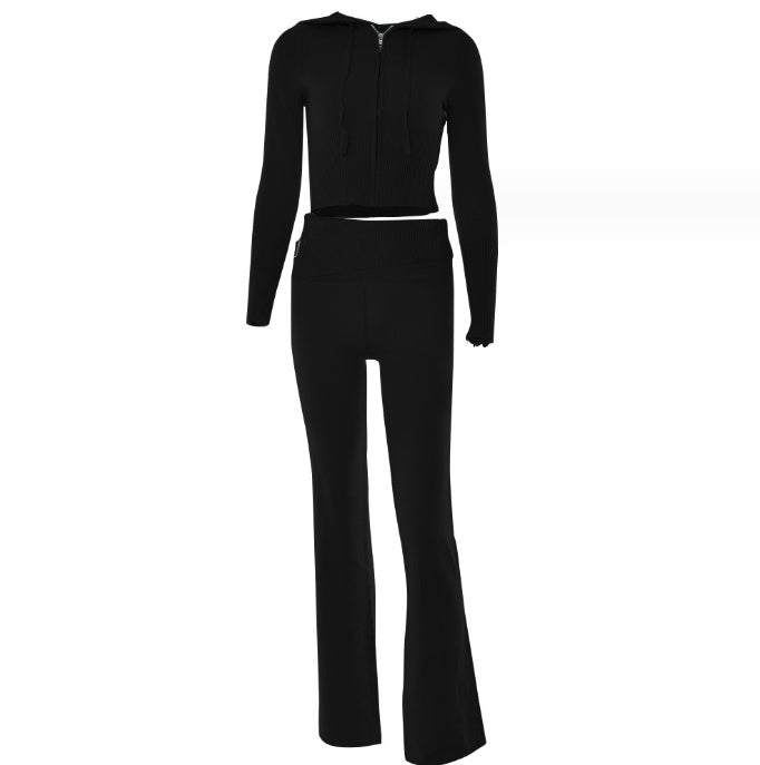 Hoodie Suit Sports Leisure Sexy Zip Long Sleeve Sweater and High