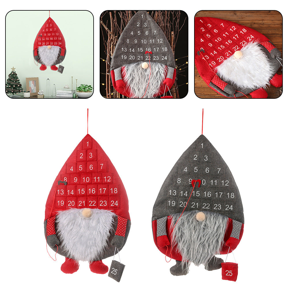 Christmas Advent Calendar Santa Claus Faceless Doll Hanging Decor