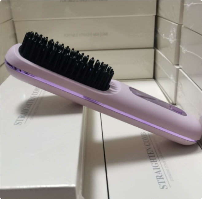 2-in-1 Straight Hair Comb Wireless Straightener Brush Fast Heating