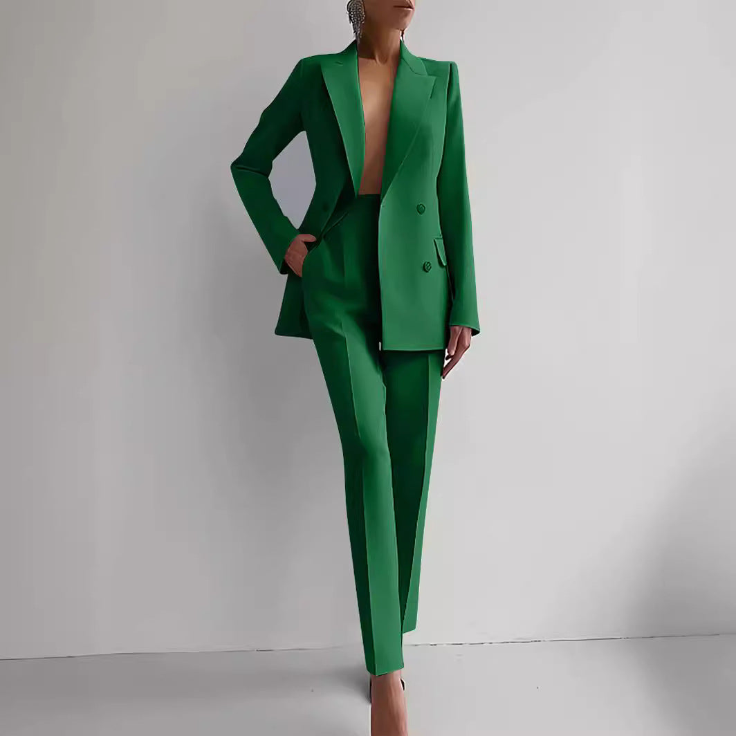 Casual Suits Fashion Long Sleeve Single-Breasted Jacket Top and Slim