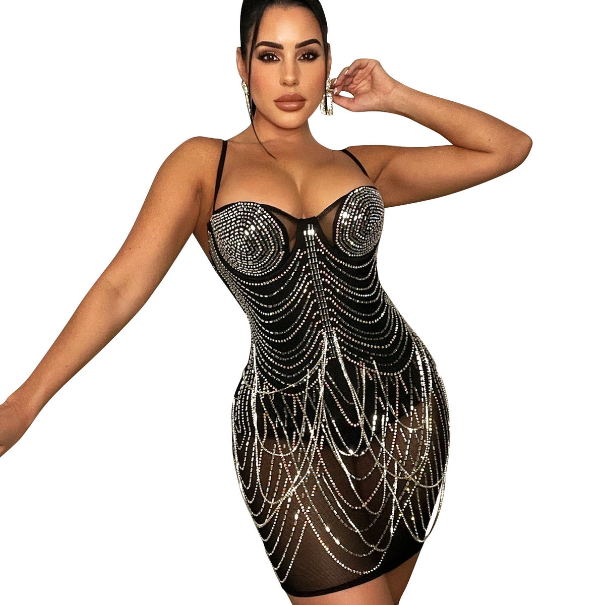 Women's Fashion Personality Tassel Suspender Dress for Party
