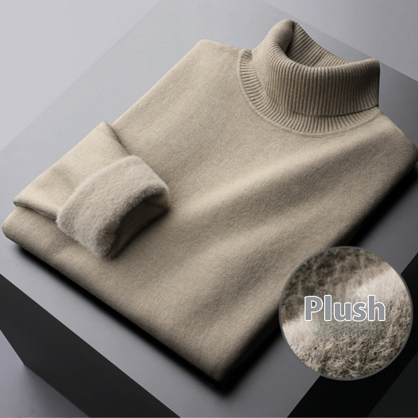 Fleece Turtle Neck Sweater Winter Warm Elegant Thick Knitted Pullover