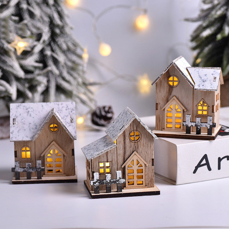 Christmas LED Luminous Wooden Small House | Xmas Holiday Decor