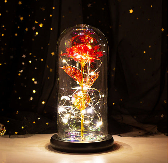 Little Prince Rose in Glass Dome - Eternal Flower LED Gift