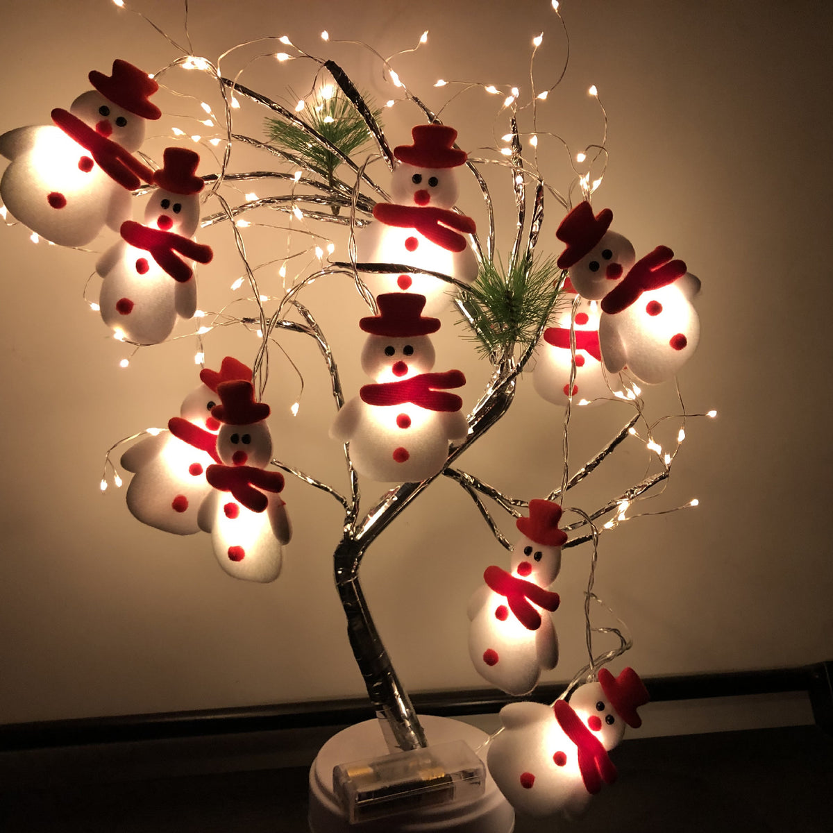 Christmas Plush Snowman Light String Tree Pendant LED Holiday Party