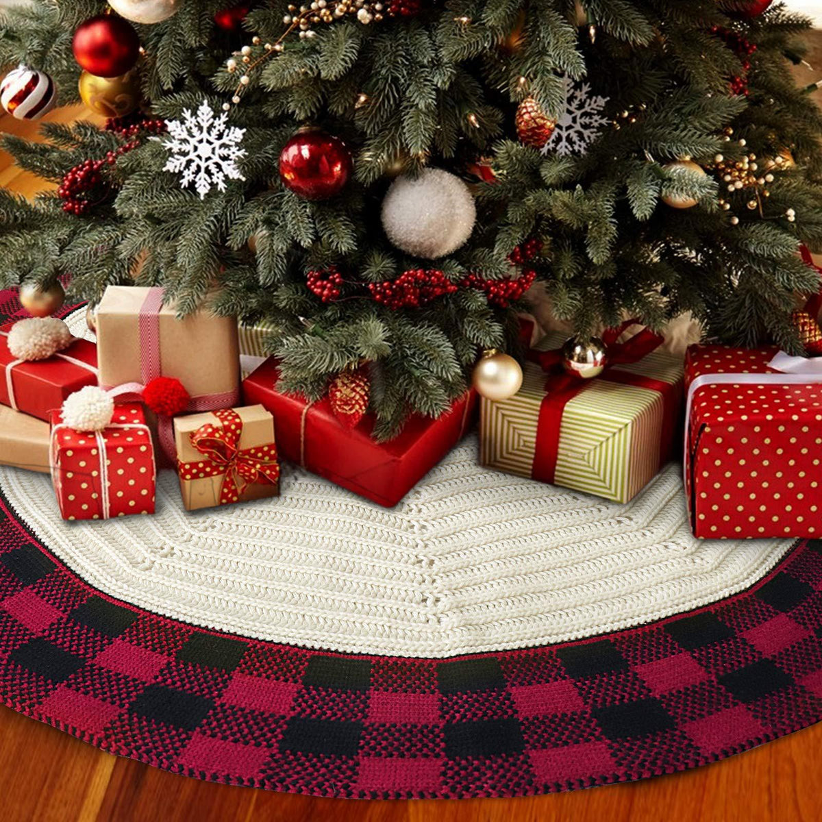Christmas Decorative Knitted Tree Skirt | Holiday Gift