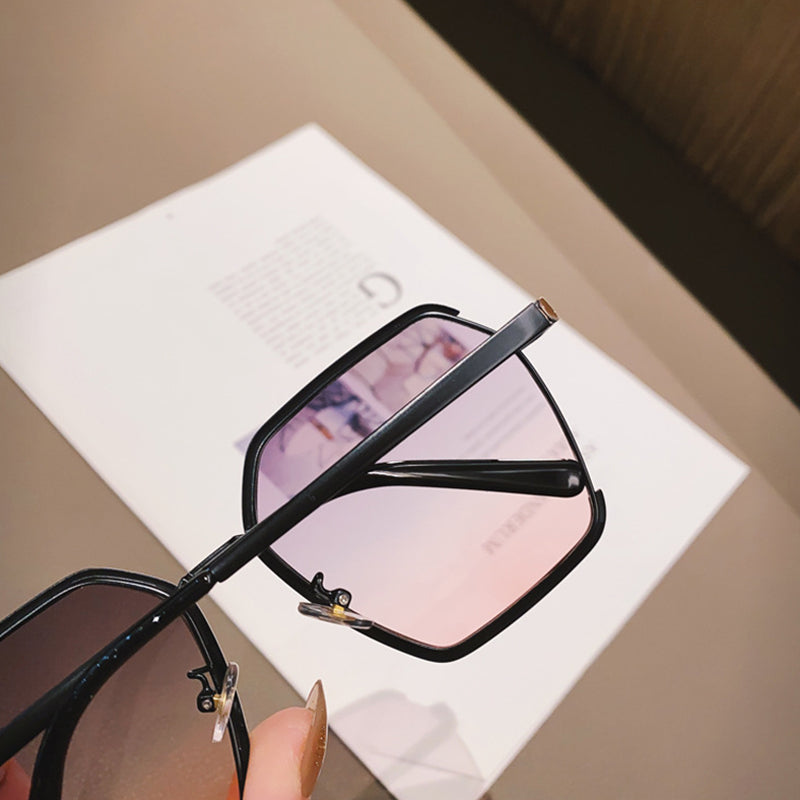 Vintage Half-Frame Sunglasses Summer Oversize Metal Square Eyewear