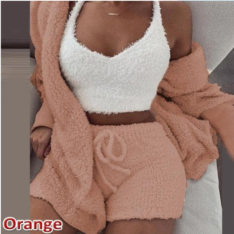 3 Pieces of Fashionable Ladies Plush Home Clothes