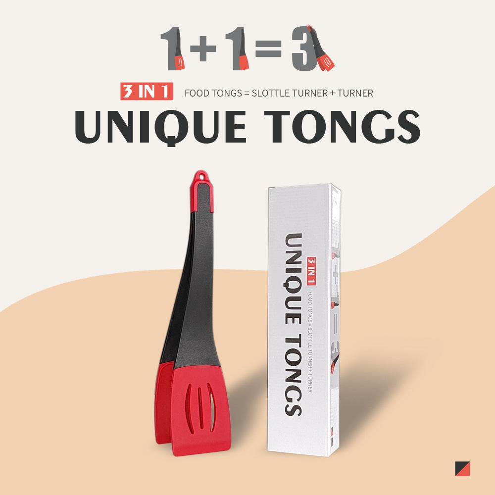 3-in-1 Silicone Frying Spatula Clip - Food Tongs
