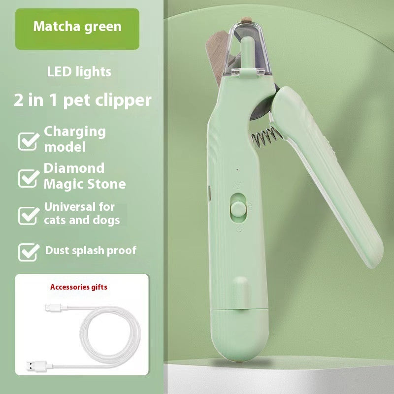 2-in-1 LED Pet Nail Clipper & Grinder - Safe Dog and Cat Nail Trimmer