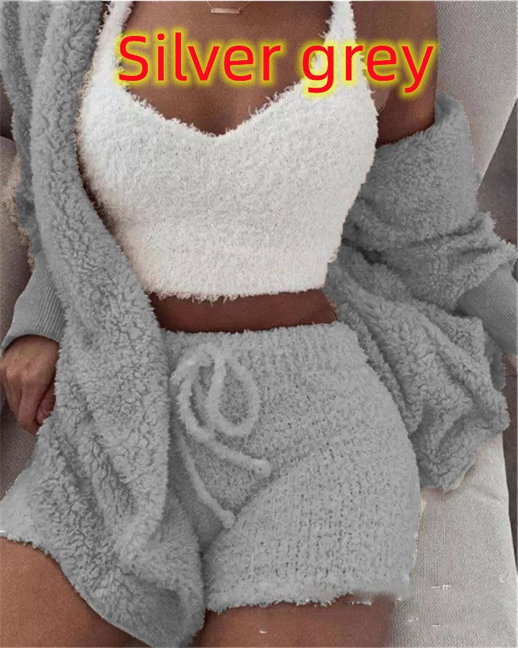 3 Pieces of Fashionable Ladies Plush Home Clothes