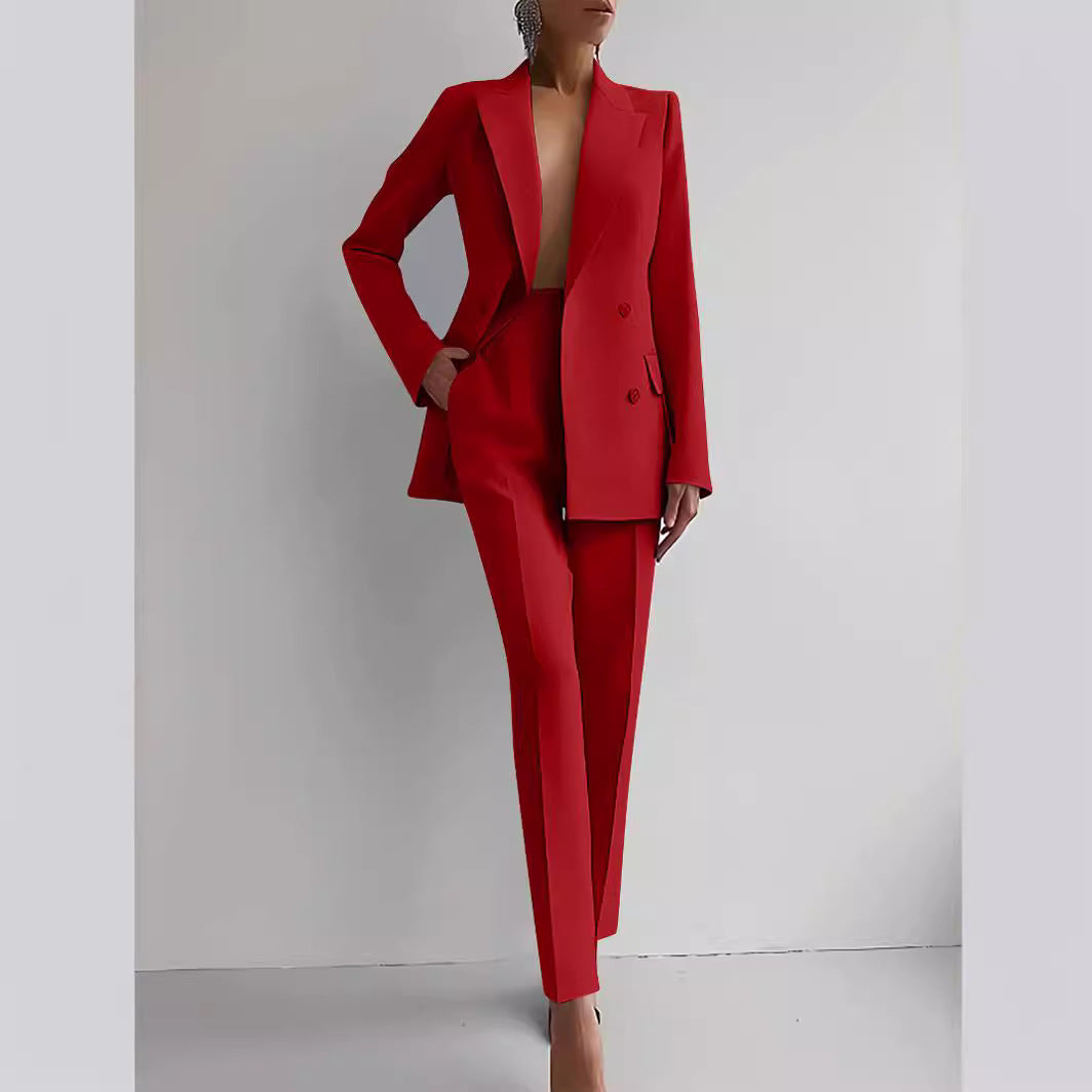 Casual Suits Fashion Long Sleeve Single-Breasted Jacket Top and Slim