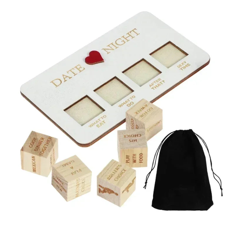 Wooden Date Night Dice - Couples Decision Game Gift