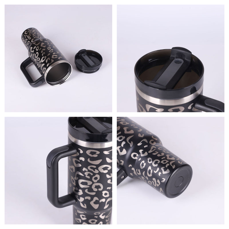 40oz Insulated Tumbler with Handle & Straw - Stainless Steel Leakproof Travel Mug
