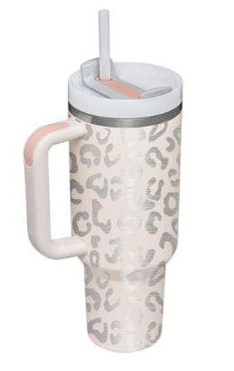 40oz Insulated Tumbler with Handle & Straw - Stainless Steel Leakproof Travel Mug