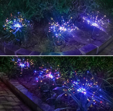 Christmas Ground Plug Solar Fireworks Light LED String Copper Wire