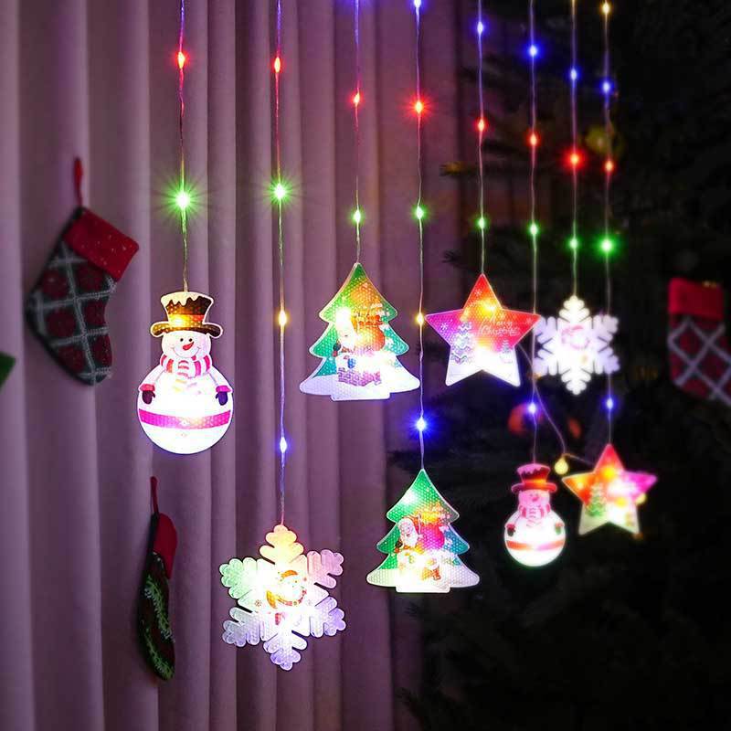 Christmas Painted Curtain Lights Holiday Layout Rubber-covered Wire