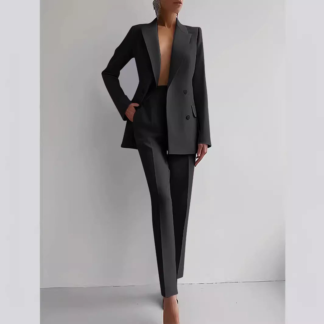 Casual Suits Fashion Long Sleeve Single-Breasted Jacket Top and Slim