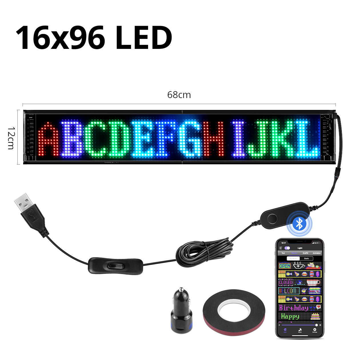 USB Programmable LED Pixel Matrix Flexible Screen - DIY Scrolling Text & Animation Panel