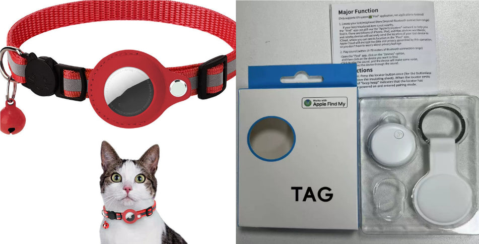 Reflective AirTag Dog Collar - Nylon Pet Collar with Waterproof AirTag Holder