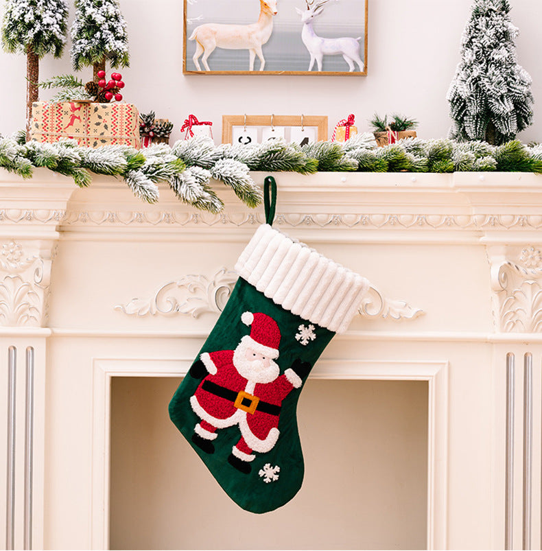 Christmas Decorations Gold Velvet Patch Stockings | Xmas Holiday Decor
