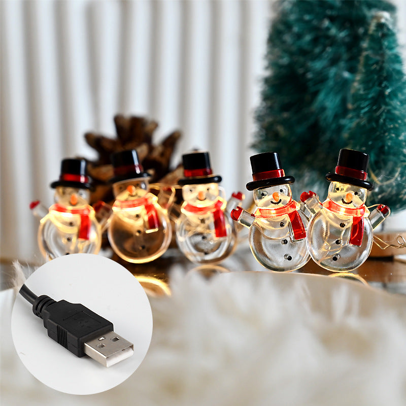 Christmas Snowman Modeling Decorative String Lights | Xmas Holiday Decor