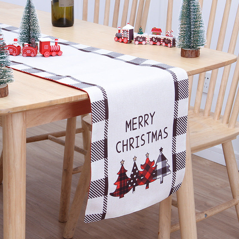 Christmas Table Flag Double Printing Snowman Mat | Xmas Holiday Decor