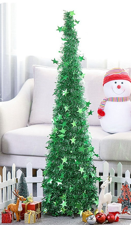 Christmas Artificial Tinsel Up Tree with Stand Gorgeous Collapsible