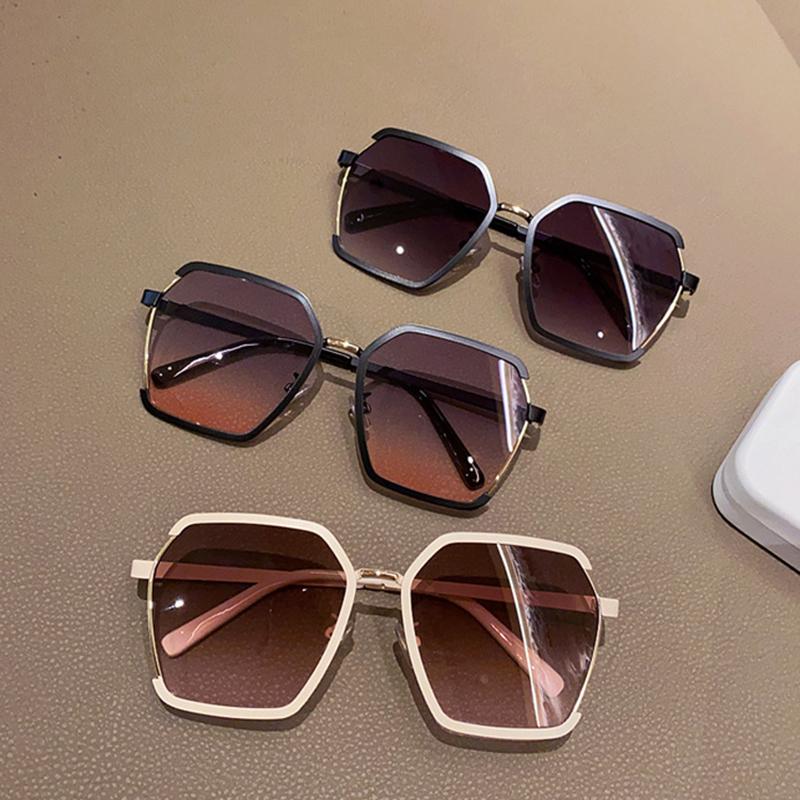 Vintage Half-Frame Sunglasses Summer Oversize Metal Square Eyewear