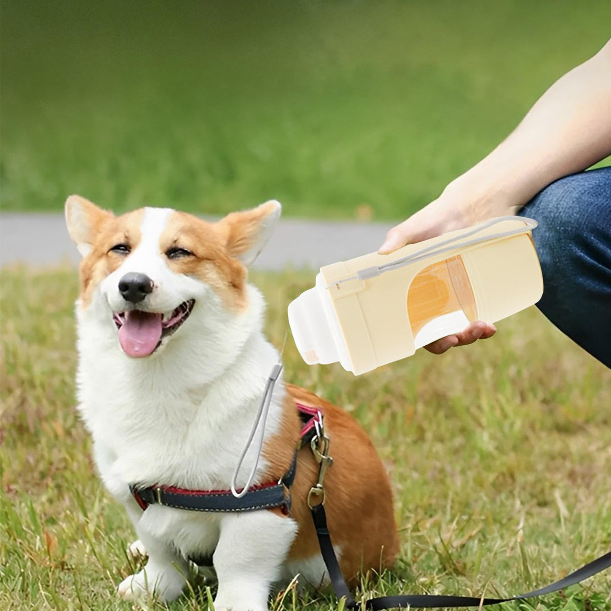 2-in-1 Portable Dog Water Bottle & Food Dispenser - Leakproof Travel Pet Bottle for Walks