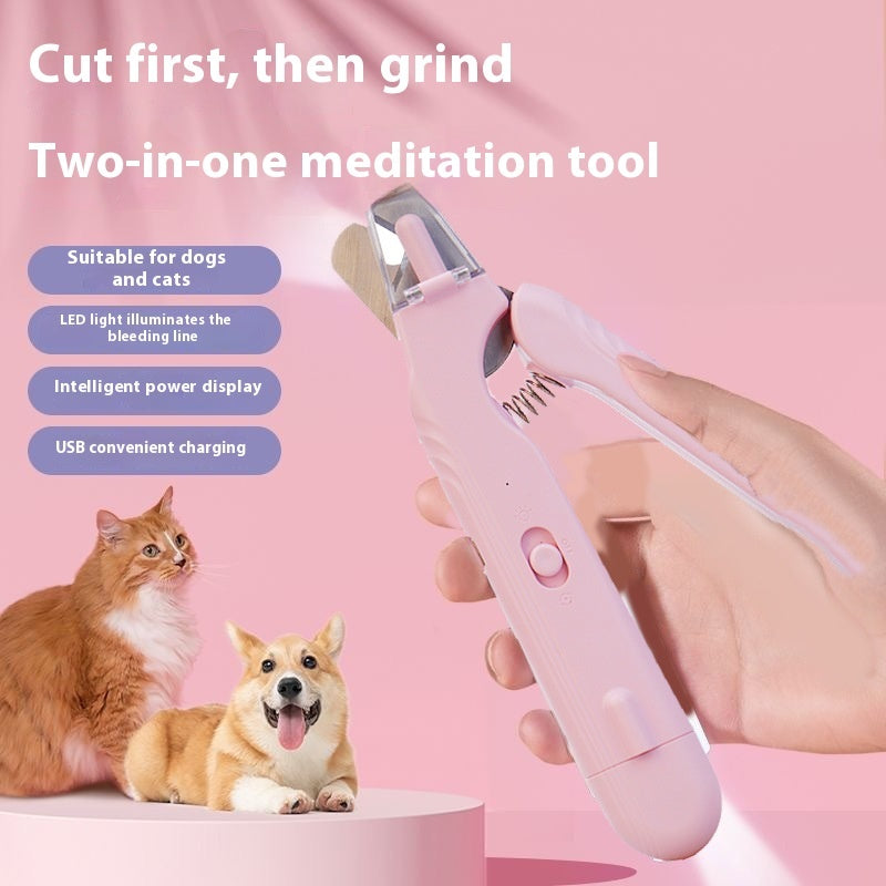 2-in-1 LED Pet Nail Clipper & Grinder - Safe Dog and Cat Nail Trimmer