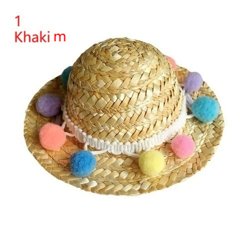 Cute Pet Sunglasses & Straw Hat - Retro Cat and Small Dog Glasses Photo Accessory