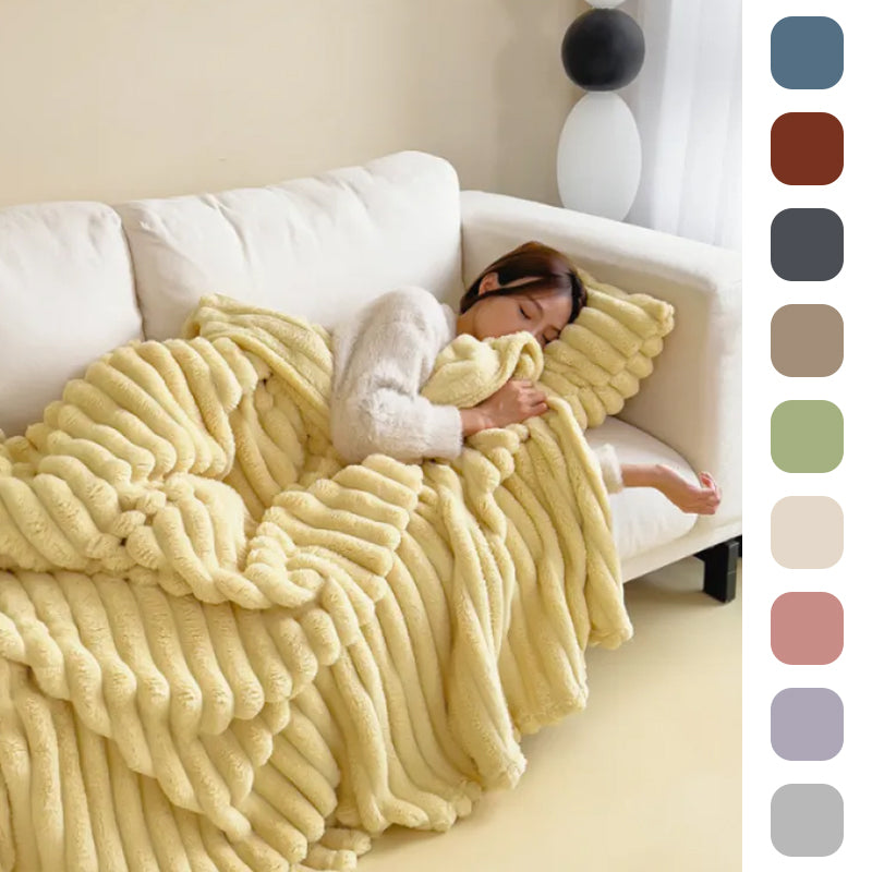 Soft Bubble Velvet Blanket - Warm Solid Color Throw