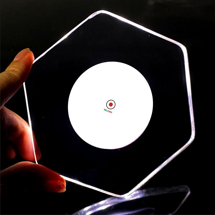 LED Glow Acrylic Crystal Coaster - Light-Up Drink Coaster