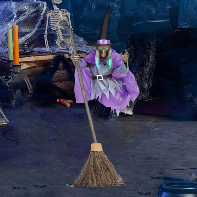 Large Flying Witch on Broom - Outdoor Halloween Yard Decoration