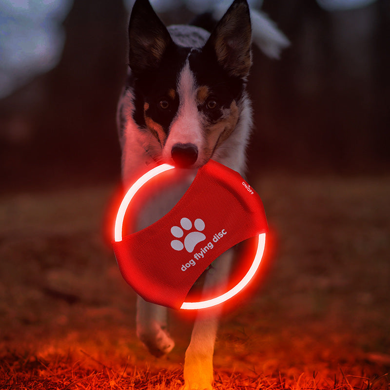 LED Light-Up Dog Frisbee - USB Rechargeable Glowing Flying Disc for Night Play