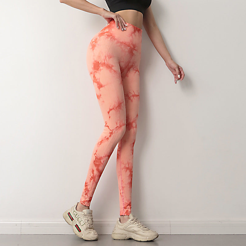 Tie Dye Leggings Women Fitness Yoga Pants Seamless Push Up Workout