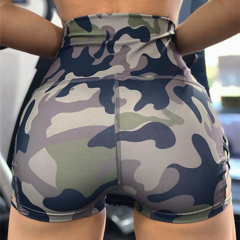 Camouflage Leopard Print Yoga Pants for Women High Waist Tight Shorts
